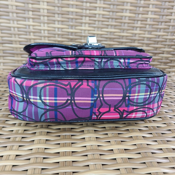Coach Tartan Plaid Poppy Signature Small Penny Flap Shoulder Bag Purse Purple - Picture 10 of 16